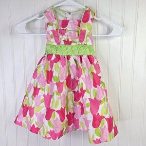 Rare Editions Dress Girls 18M Pink Tulip Floral Fit & Flare Party Spring Easter
